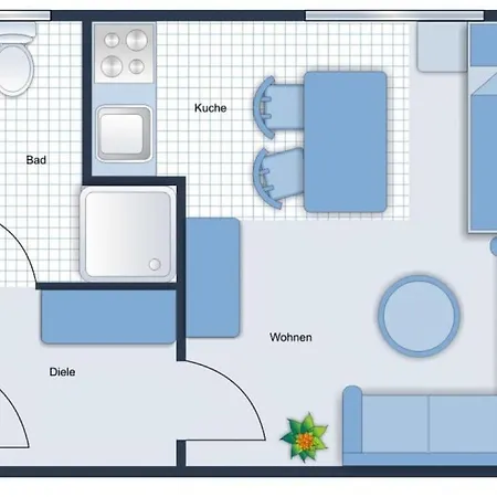 Lejlighed 3: Einfache 1-zimmer In *